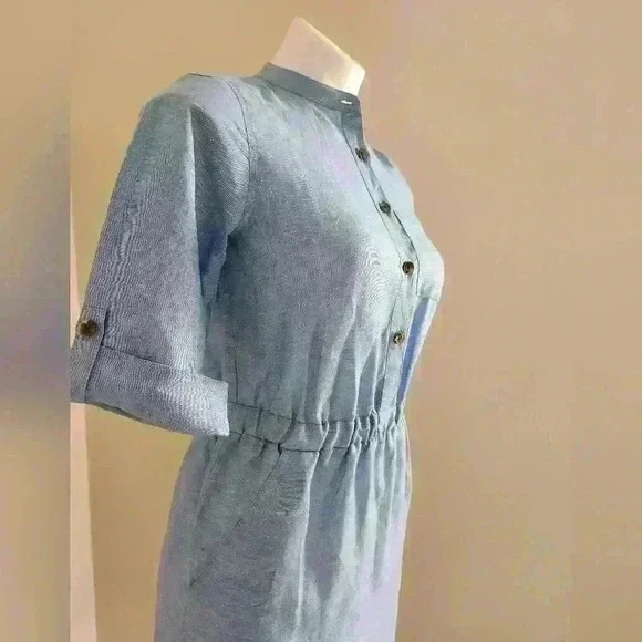 Ann Taylor blue button dress - Picture 3 of 3